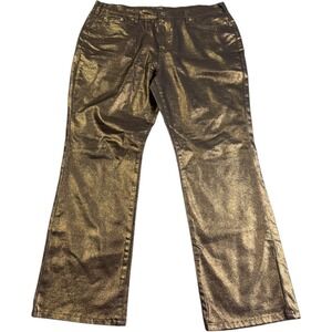 DG2 by Diane Gilman Women's 18WP Gold Bronze Copper Metallic Straight Leg Jens